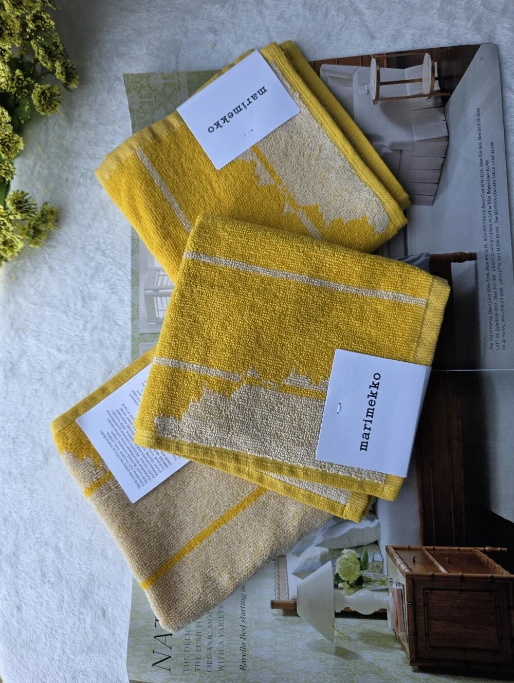 MARIMEKKO Unikko 3pc Mini Towel - Yellow /Offwhite